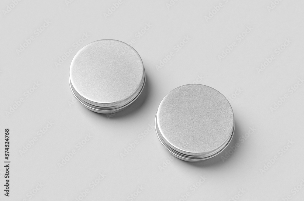 Metal cosmetic jar packaging mockup. Metal cosmetic jar packaging mockup.