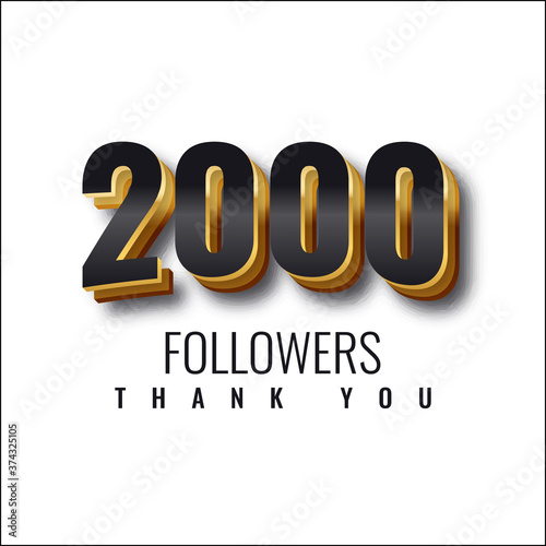 Thank you 2000 followers 3d illustration template design