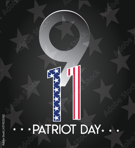 9/11 USA September 11, 2001 Never Forget. Vector conceptual illustration for Patriot Day USA banner or banner. 