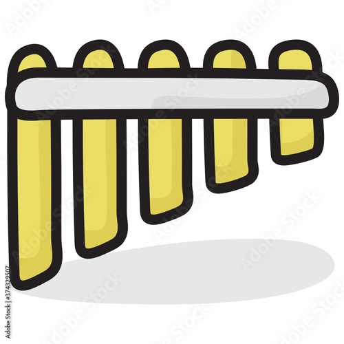 
Percussion instrument with rattle, flat icon of marimba vector design
