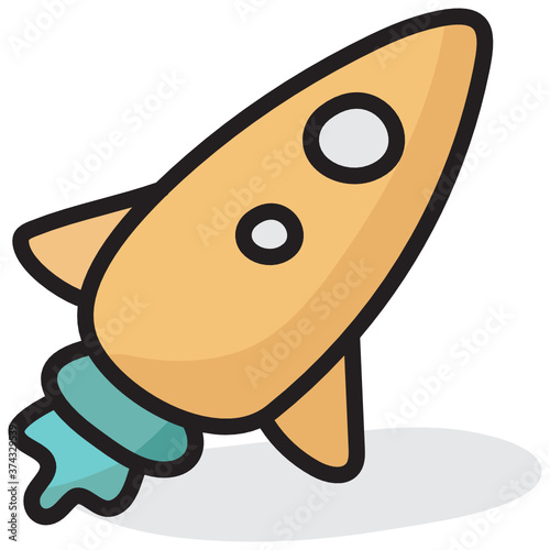 
Missile, rocket launcher icon in doodle design.
