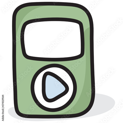 
A portable music device, mp3 music play in flat icon
