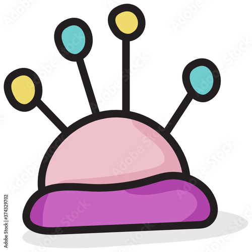 
A small, stuffed cushion with needles denoting pincushion icon
