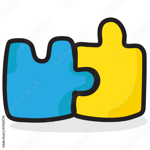 
Concept of problem solving icon in flat style, jigsaw puzzle pieces 
