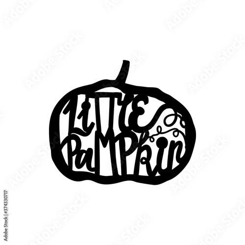 Laser cutting template pumpkin for Halloween. Lettering silhouette pattern. Die Cut vector. Cardmaking. EasyPrintPD