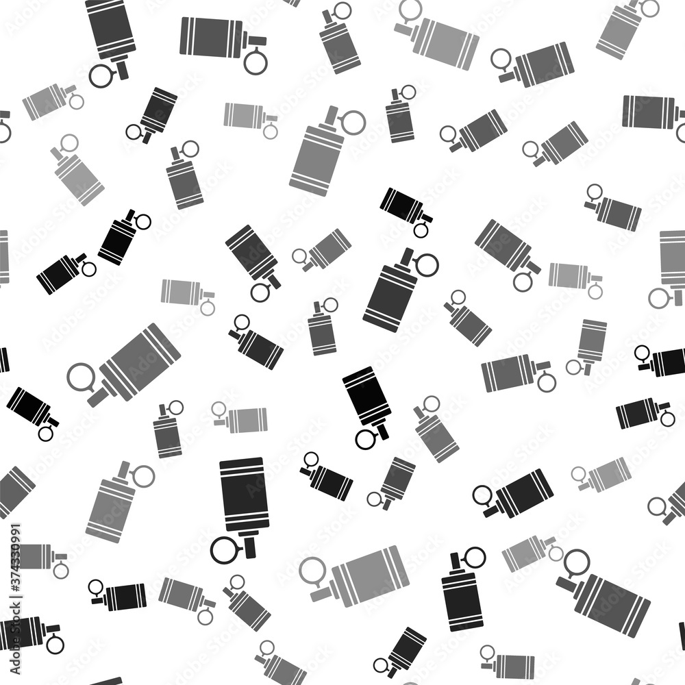Black Hand grenade icon isolated seamless pattern on white background. Bomb explosion. Vector. Black Hand grenade icon isolated seamless pattern on white background. Bomb explosion. Vector.