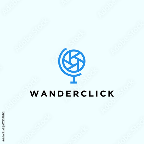 globe and lens. logo photography