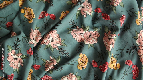 staple fabric viscose aquamarine with floral print	