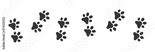 Paw vector foot trail print vector illustration isolated on white. Animal diagonal tracks silhouette.