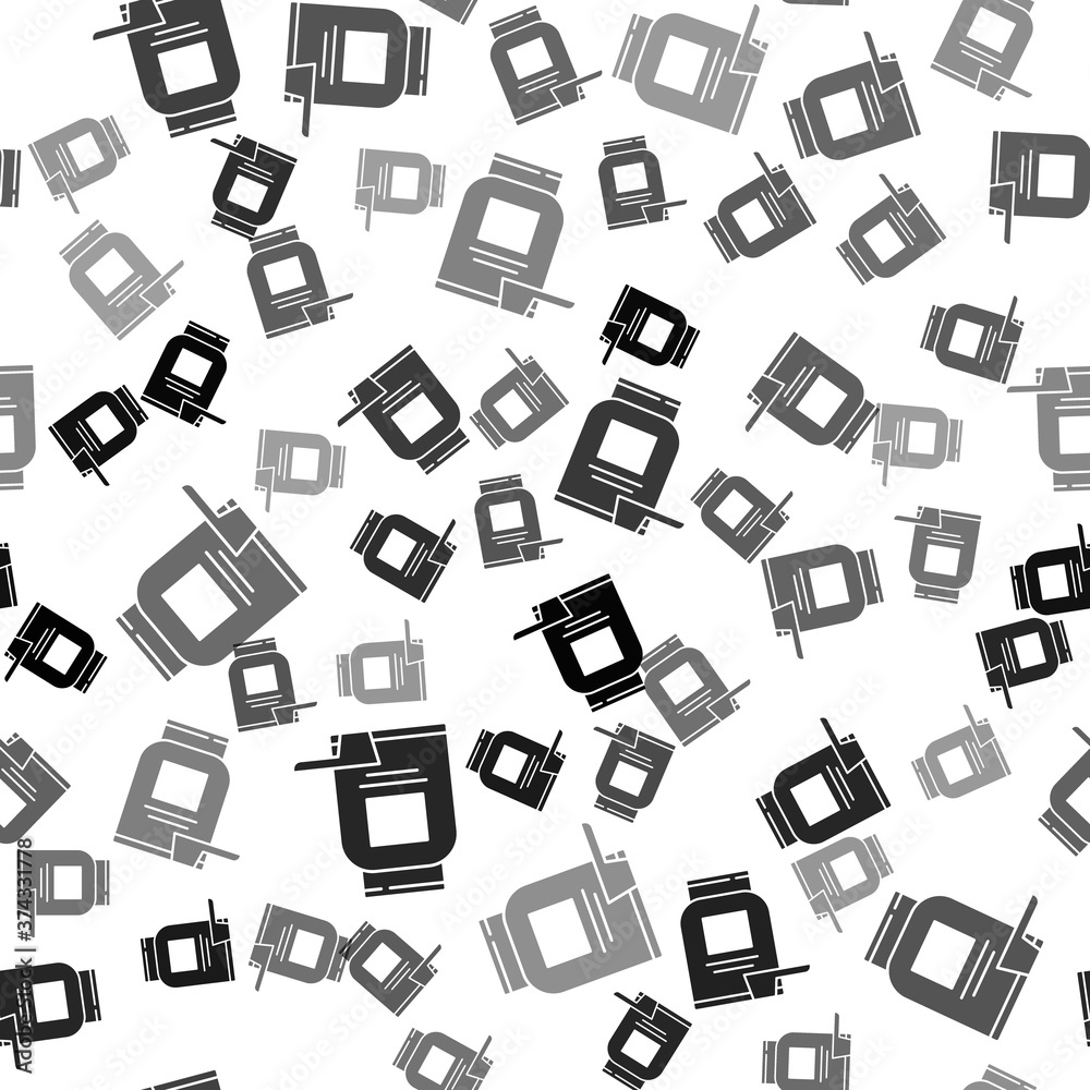 Black Sports nutrition bodybuilding proteine power drink and food icon isolated seamless pattern on white background. Vector. Black Sports nutrition bodybuilding proteine power drink and food icon isolated seamless pattern on white background. Vector.