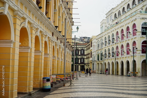 Streets, Macao, colorful doors and windows of traditional Macao houses