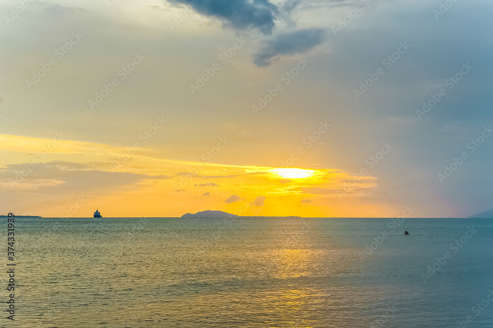 Amazing sunset view on South China sea at Sanya, Hainan, China