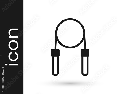 Black Jump rope icon isolated on white background. Skipping rope. Sport equipment. Vector.