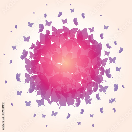 Colorful butterflies on cream background - vector design	
