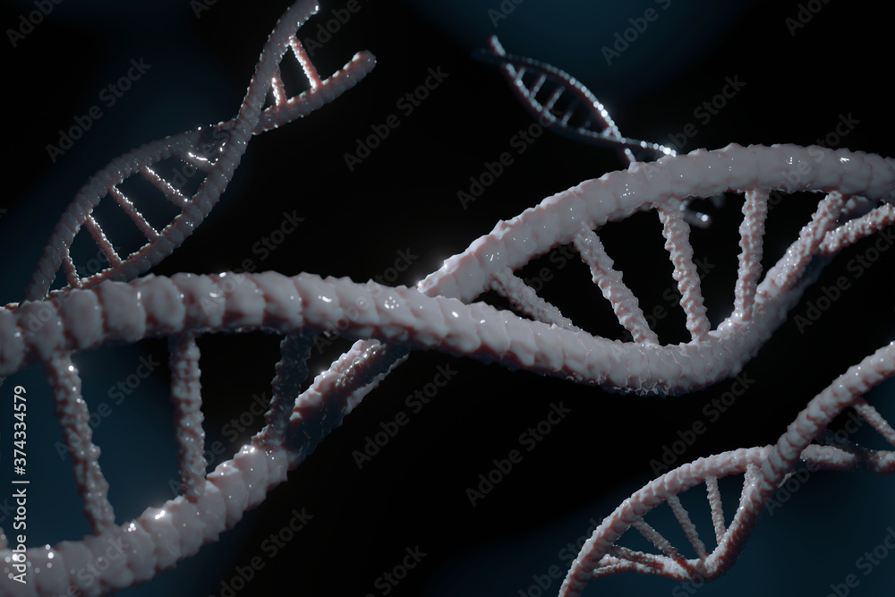 DNA chain close up. Genome spiral, biotechnology. 3d render DNA chain close up. Genome spiral, biotechnology. 3d render
