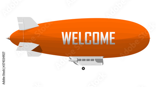 Zeppelin. Airship. Vector illustration. Isolated.