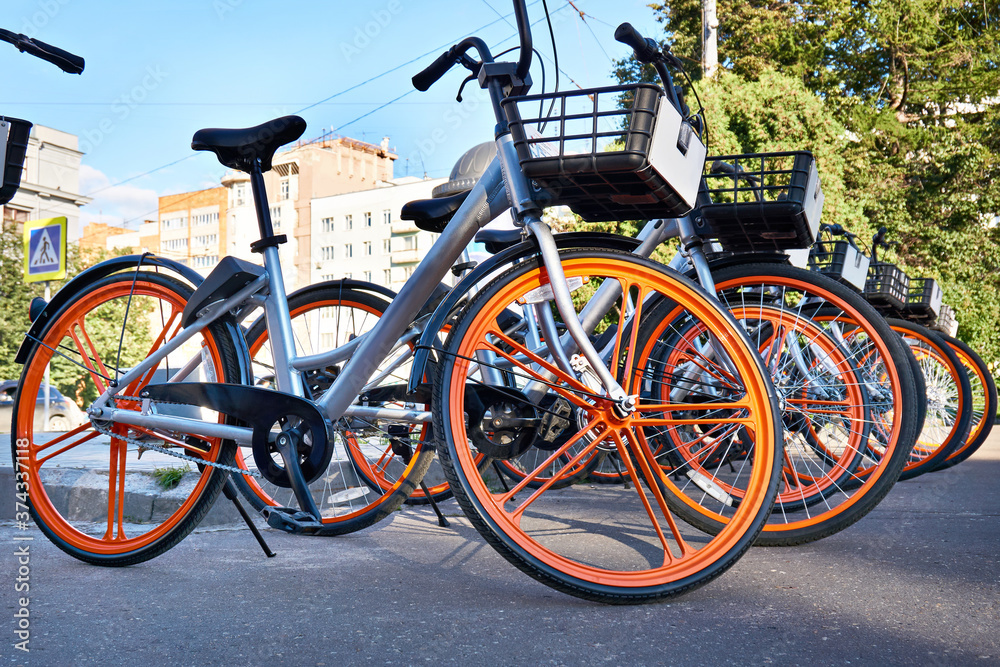City bikes for rent in parking City bikes for rent in parking