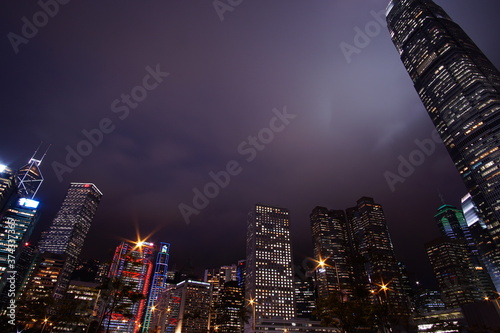 Modern city at night, Hong Kong