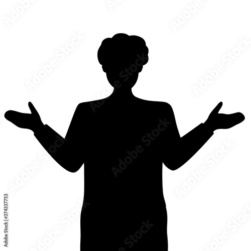 The man not understanding on white background. Silhouette vector design. I don’t know , i don’t care. 