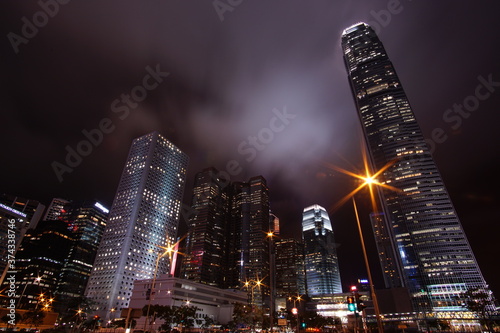Photography Modern city at night, Hong Kong