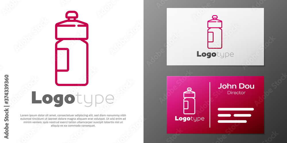 Fototapeta premium Logotype line Fitness shaker icon isolated on white background. Sports shaker bottle with lid for water and protein cocktails. Logo design template element. Vector.