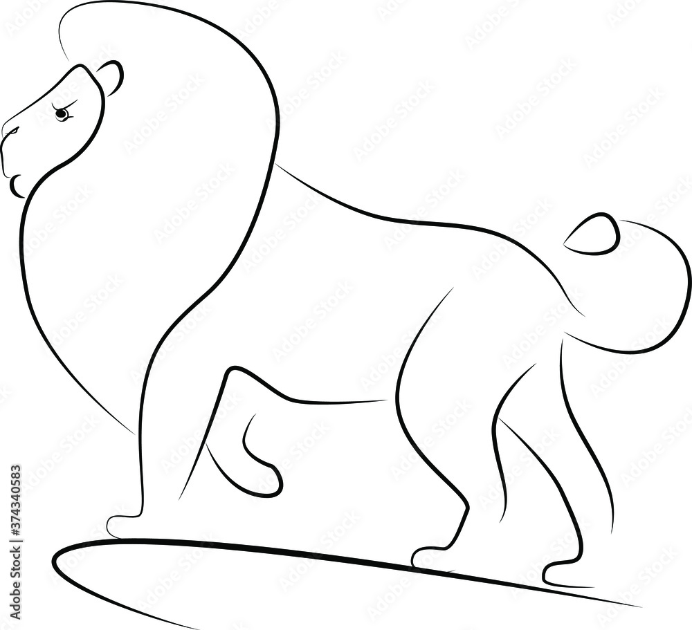 Lion contour line drawing. Lion animal logo. Stock Vector | Adobe Stock