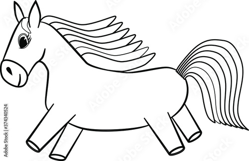 Little horse sketch. A horse with a mane gallops.