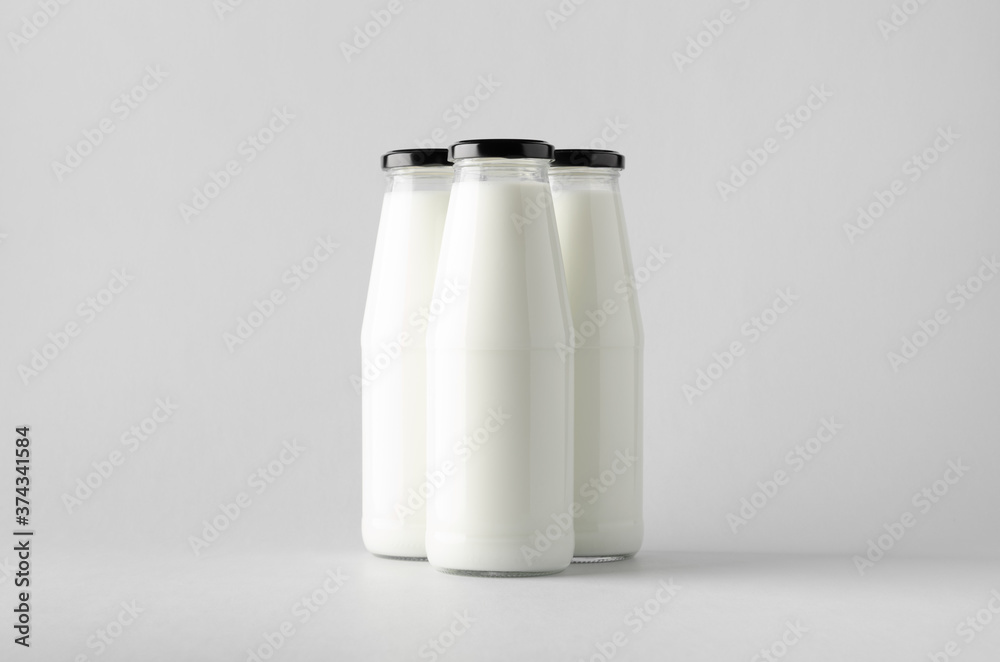Milk Bottle Mock-Up - Three Bottles
