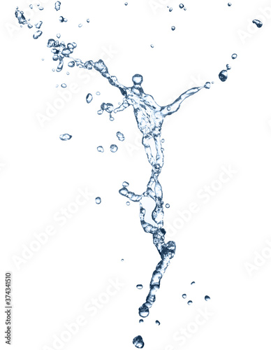 Splash water spread in all directions isolated white background