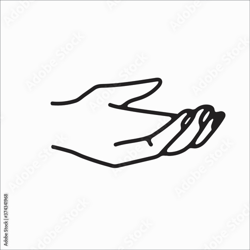 hand drawn hand icons in simple minimalistic line art style. logo elements illustrations for graphic design, logos and branding, social media icons. hand poses, pointing, holding, reaching, grasping.