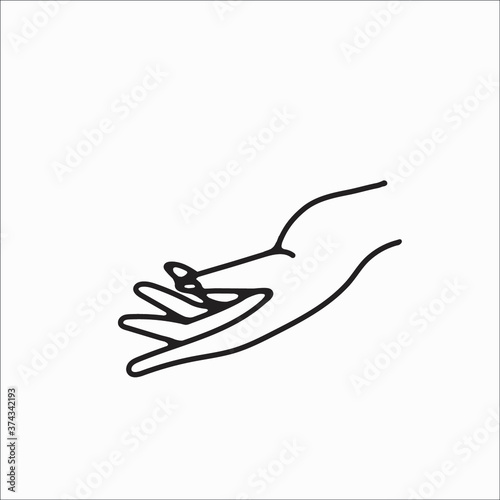Fototapeta Naklejka Na Ścianę i Meble -  hand drawn hand icons in simple minimalistic line art style. logo elements illustrations for graphic design, logos and branding, social media icons. hand poses, pointing, holding, reaching, grasping.