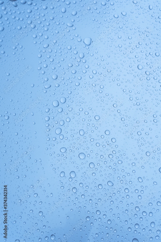 Texture blue water drops background.