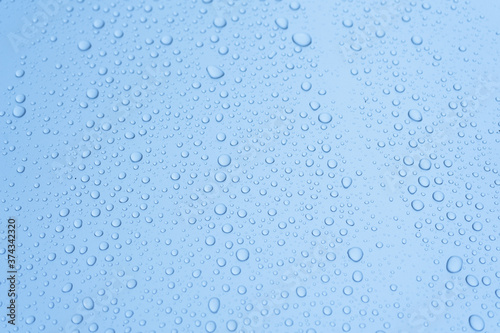 Texture blue water drops background.