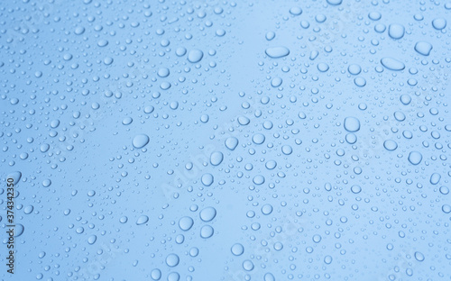 Texture blue water drops background.