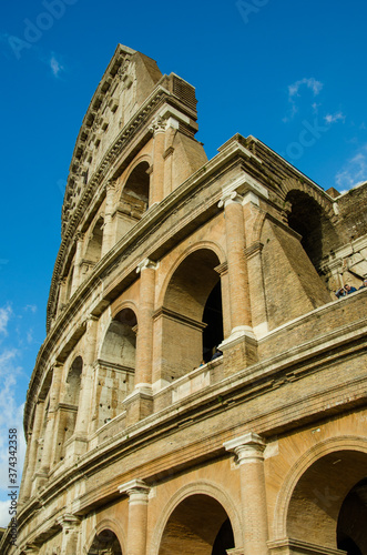 Roman Colloseum in Rome Italy with a clear sky background