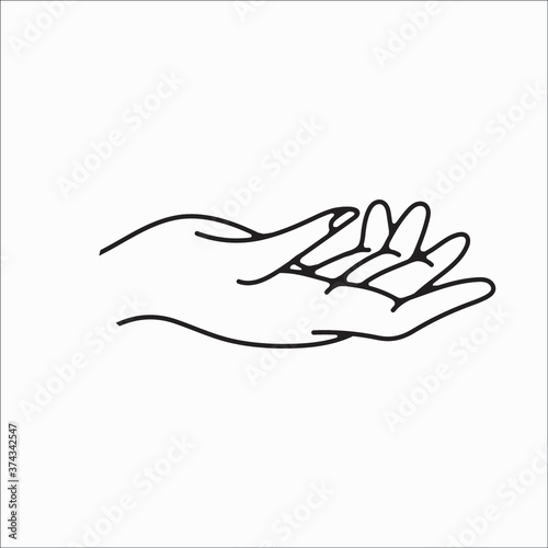 hand drawn hand icons in simple minimalistic line art style. logo elements illustrations for graphic design, logos and branding, social media icons. hand poses, pointing, holding, reaching, grasping.