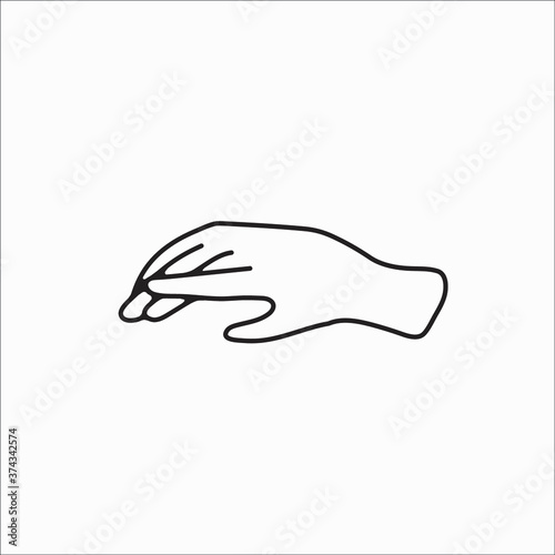 hand drawn hand icons in simple minimalistic line art style. logo elements illustrations for graphic design, logos and branding, social media icons. hand poses, pointing, holding, reaching, grasping.