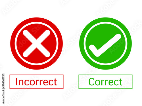 correct and incorrect choices, right and wrong sign photo
