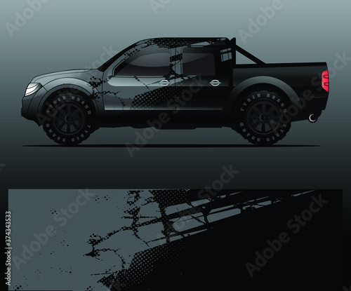 truck and vehicle Graphic vector. Racing background for vinyl wrap and decal