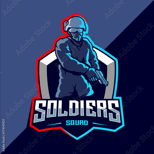 Soldier mascot esport logo design
