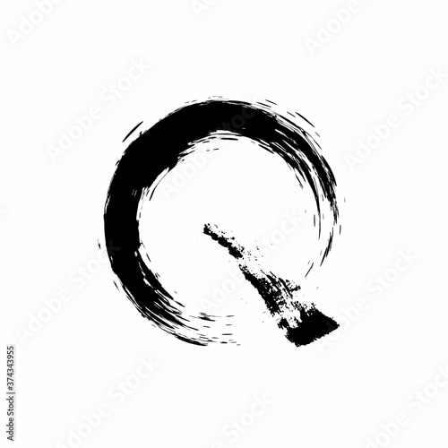 Q initials in brush ink art style logo and vector icon