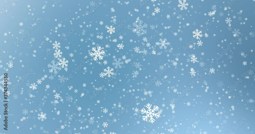 Falling snowflakes on blue background, winter snow. Seamless 4K loop video animation. Falling snowflakes on blue background, winter snow. Seamless 4K loop video animation.