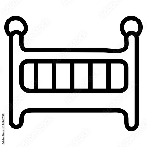 
Infant cradle, line style of baby cot icon

