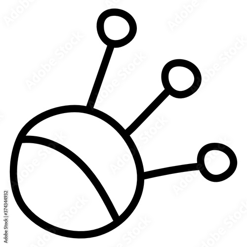 
A line vector design of spool of yarns with needles, knitting icon
