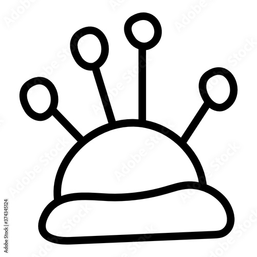 
A small, stuffed cushion with needles denoting pincushion icon
