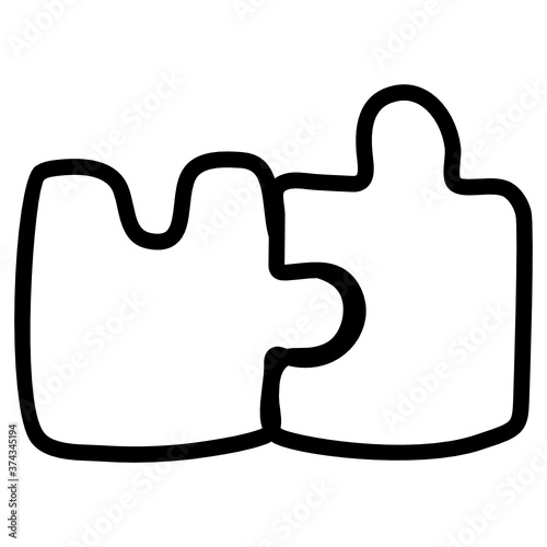 
Concept of problem solving icon in line style, jigsaw puzzle pieces 
