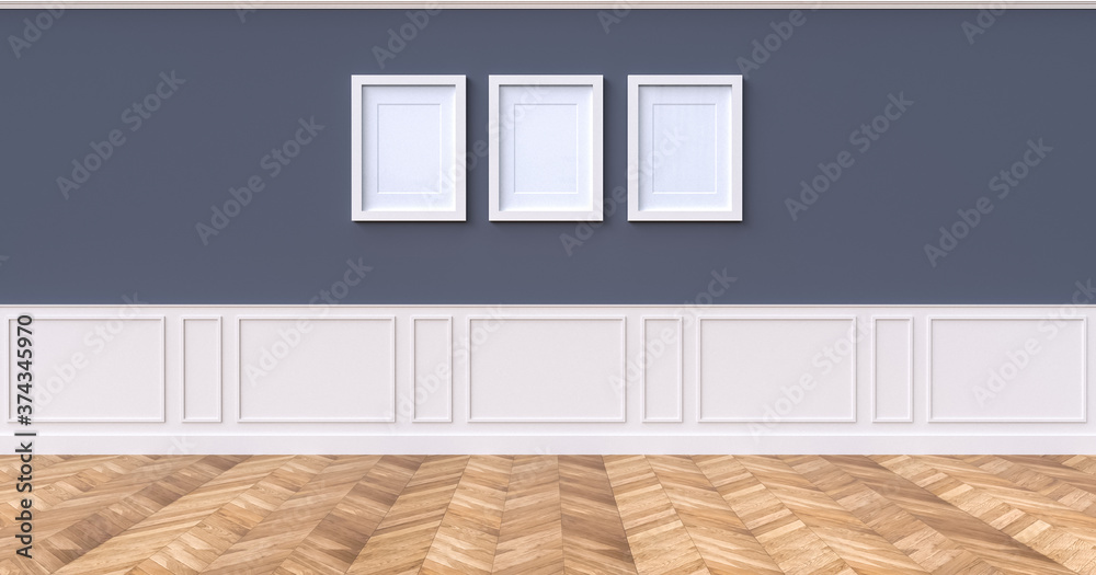 Fototapeta premium 3 cadres photos vides dans un intérieur tendance - rendu 3D