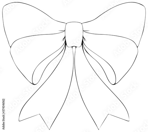 線画で描いた装飾デザイン用のリボンのイラスト