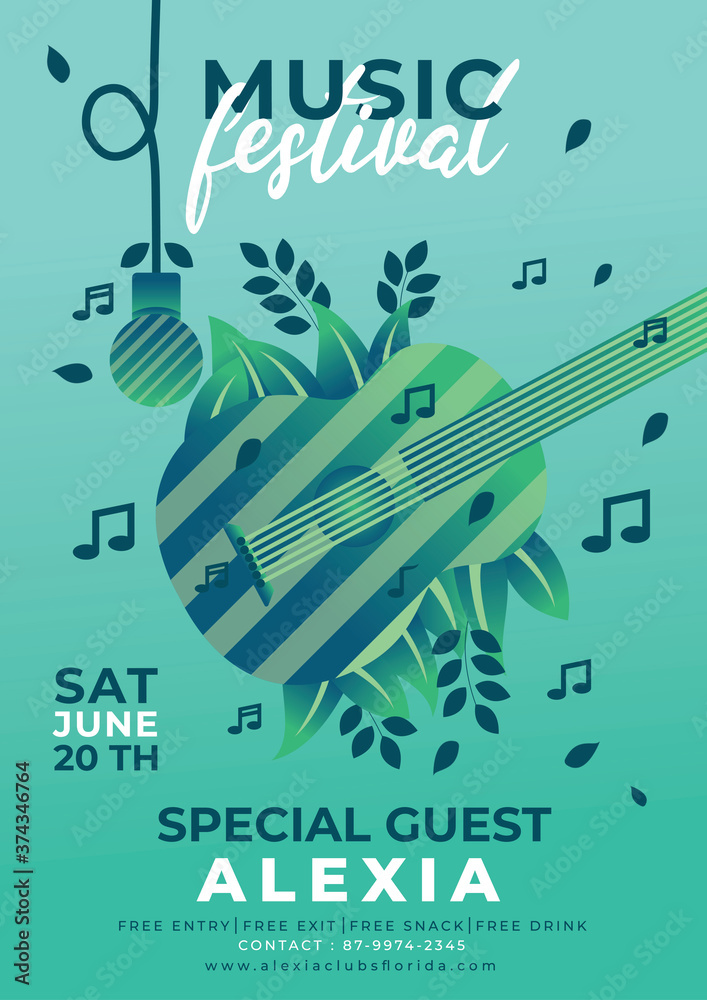 Obraz premium Nature music event poster design vector