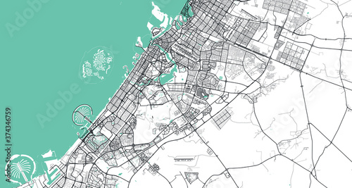Detailed vector map of Dubai, UAE